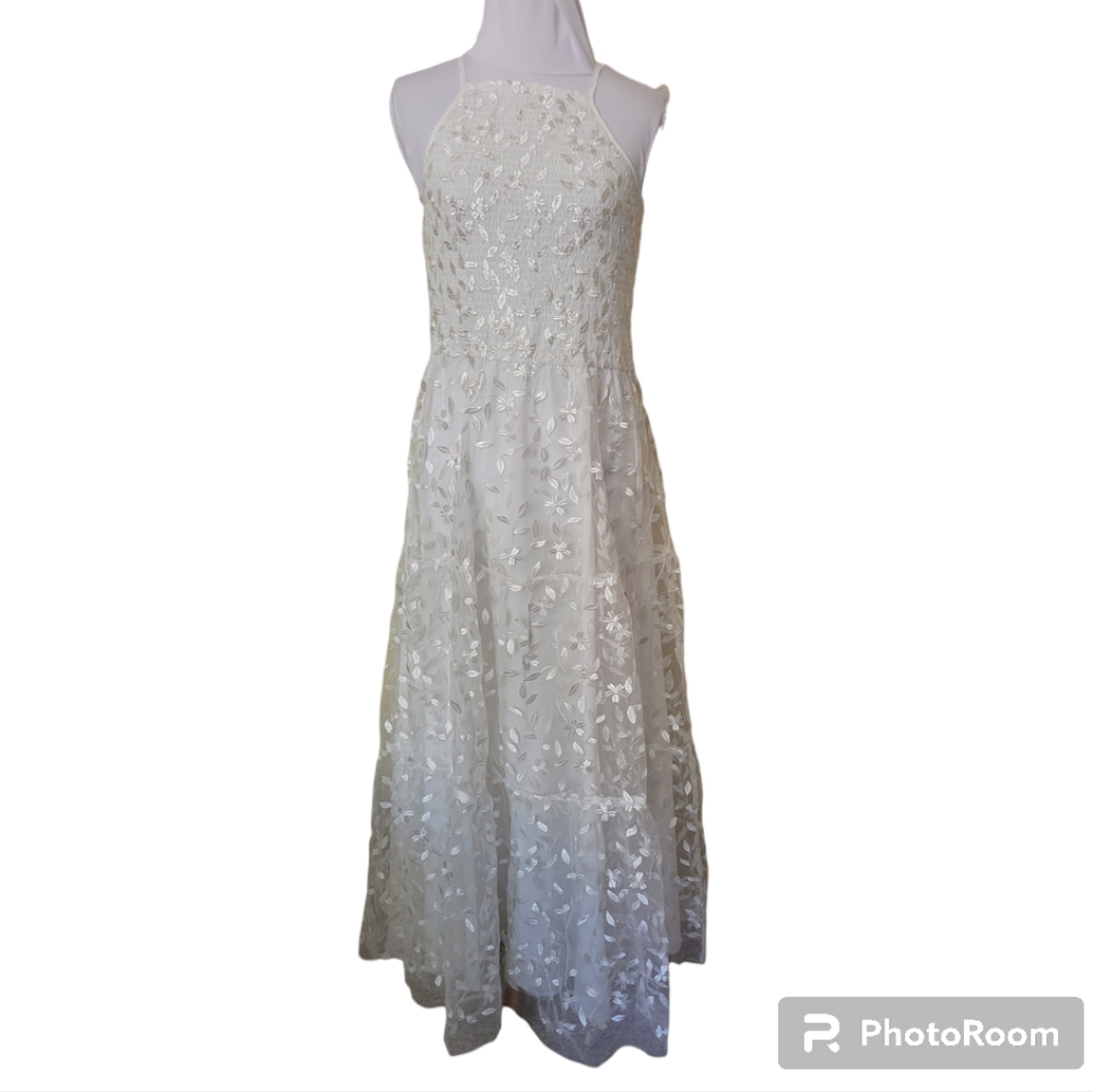 Simplee Embroidered‎ White Overlay maxi dress NWT, Prairie dress, cottage core